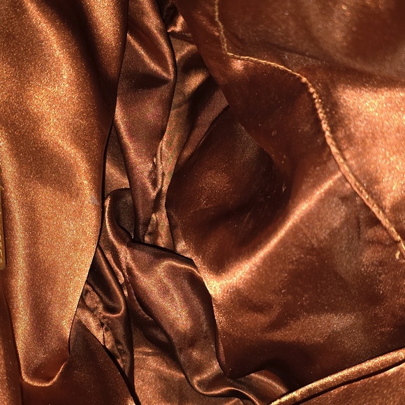 Sabina New York Brown Leather Hobo Handbag Pleated Rounded Zippers 18x13" - Picture 13 of 13